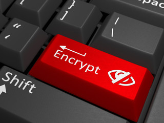 Fototapeta premium Encrypt key on keyboard