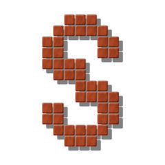 Letter S made from realistic stone tiles
