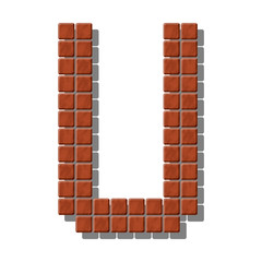 Letter U made from realistic stone tiles