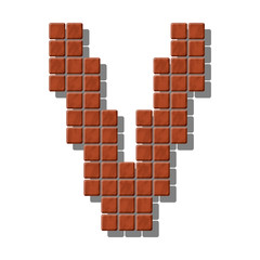 Letter V made from realistic stone tiles