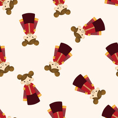 Chinese people , cartoon seamless pattern background