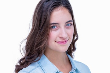 Portrait of pretty brunette smiling at camera