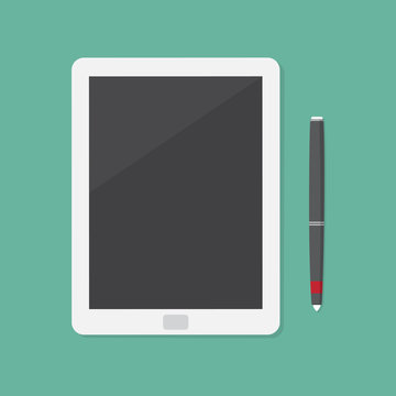 Tablet pc computer with Stylus Pen. Vector eps10 illustration