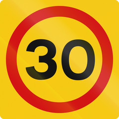 Icelandic traffic sign restricting speed to 30 kilometers per hour