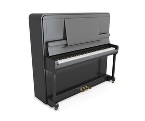 Black upright piano