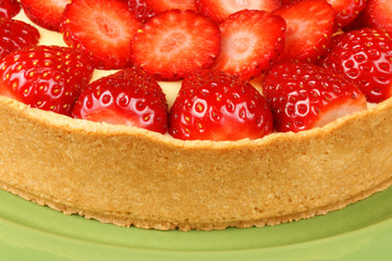 Handmade strawberry and custard tart