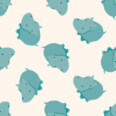 animal hippo cartoon , cartoon seamless pattern background