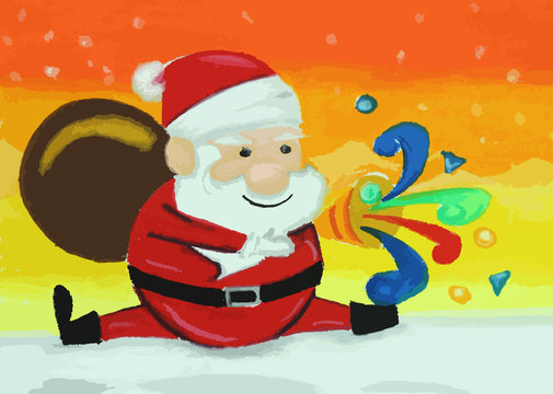colorful santaclaus painting background