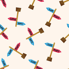 Travel equipment signpost , cartoon seamless pattern background