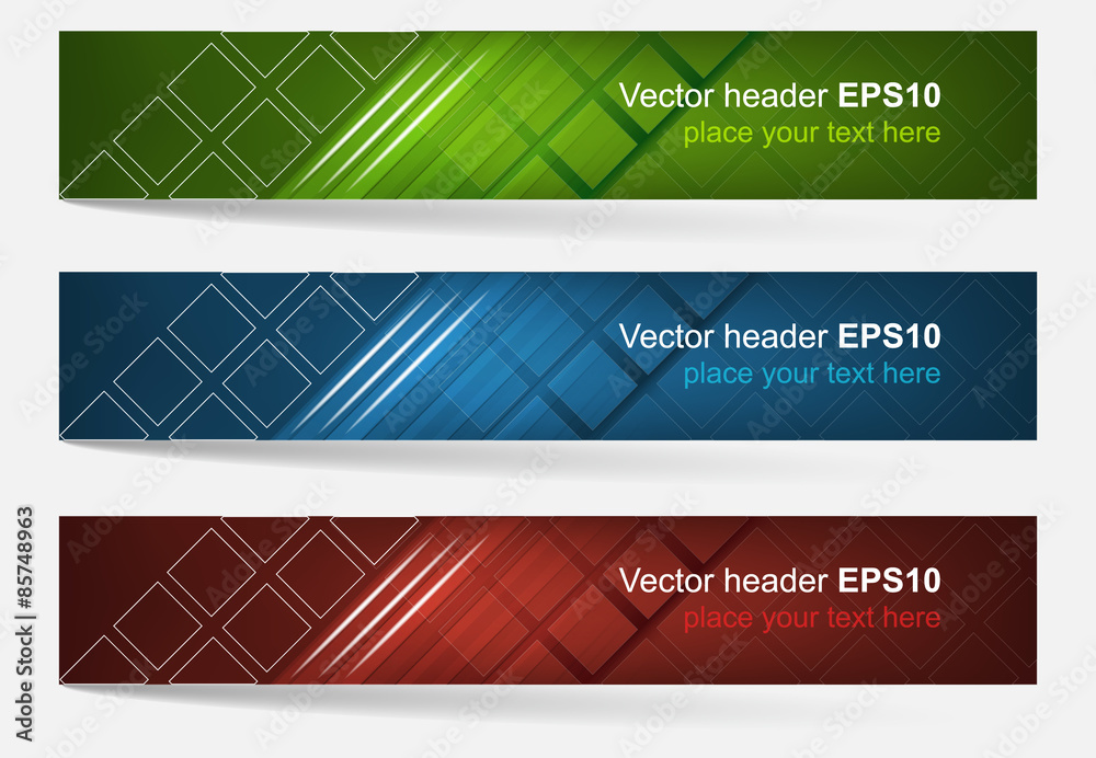 Aufkleber web header, set of vector banner. editable design for your web presentation.