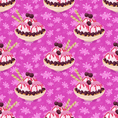 Seamless, Ice Cream and Floral Pattern