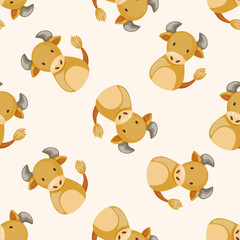 Chinese Zodiac ox , cartoon seamless pattern background