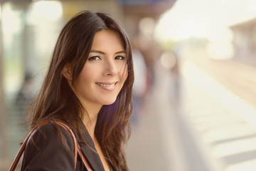 Smiling brunette woman