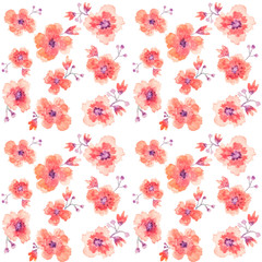 Seamless floral elements watercolor pattern