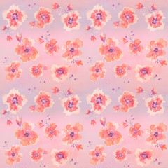 Seamless floral elements watercolor pattern