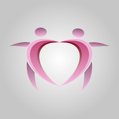 abstract People dancing and happiness symbol in a heart shape vector logo design template - 85752176