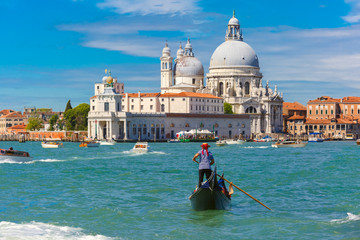 Gondolas on Canal Grande in Venice, Italy - obrazy, fototapety, plakaty