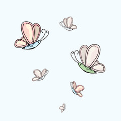 Colorful abstract watercolor butterfly collection 