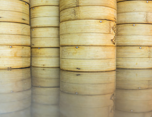 Clean overlap bamboo baskets with shadow