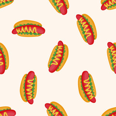 Fried foods theme hot dog , cartoon seamless pattern background