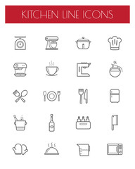 kitchen tools line icon sets