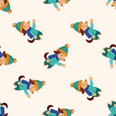 animal winter cartoon , cartoon seamless pattern background