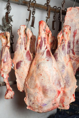 Meat Hanging In Butchery