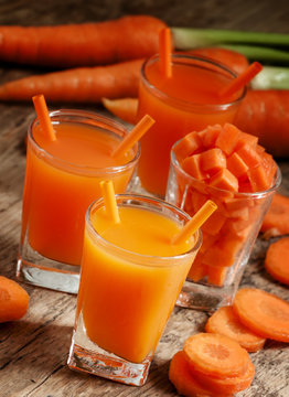 Carrot juice, selective focus