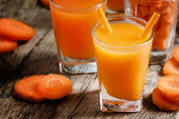 Carrot juice, selective focus