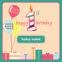 1st Birthday Greeting Card Candle