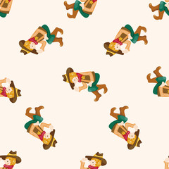 cowboy , cartoon seamless pattern background