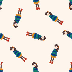 lady girl cartoon , cartoon seamless pattern background