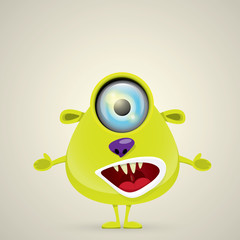 Green Cartoon cute monster