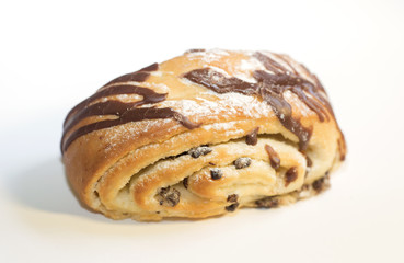 Sweet chocolate roll with raisins