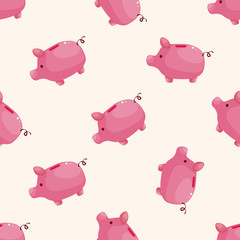 piggybank , cartoon seamless pattern background