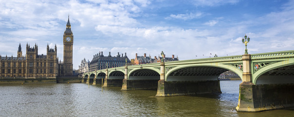 Panoramic view of Big Ben and bridge