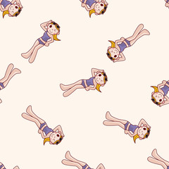 swimmer , cartoon seamless pattern background