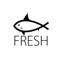 fish fresh black art vector