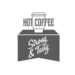 Logo with coffee cup and typing