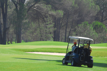 Golf car on the golf course