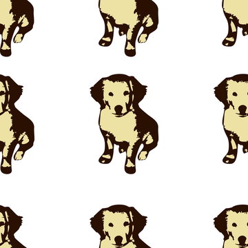 Dog puppie Golden retriever seamless pattern