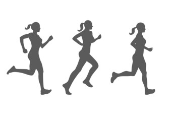 Fototapeta na wymiar vector silhouette of running woman