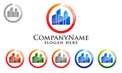 real estate, building, house, property, home, construction, architecture, circle,  logo, vector 8