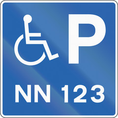 Road sign in Iceland - Disabled Parking with number