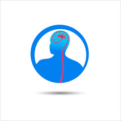 Round emblem of man and neutron