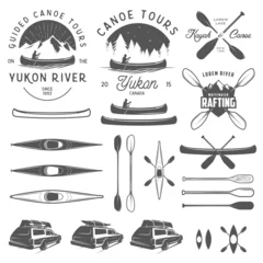 Foto op Canvas Set of kayak and canoe emblems, badges and design elements © ivanbaranov