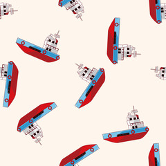 Transportation boat , cartoon seamless pattern background