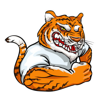 Tiger mascot, team label design.