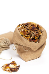Dehydrated Dried Mushrooms. Selective focus.
