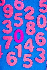 Pink Numbers on Blue Background